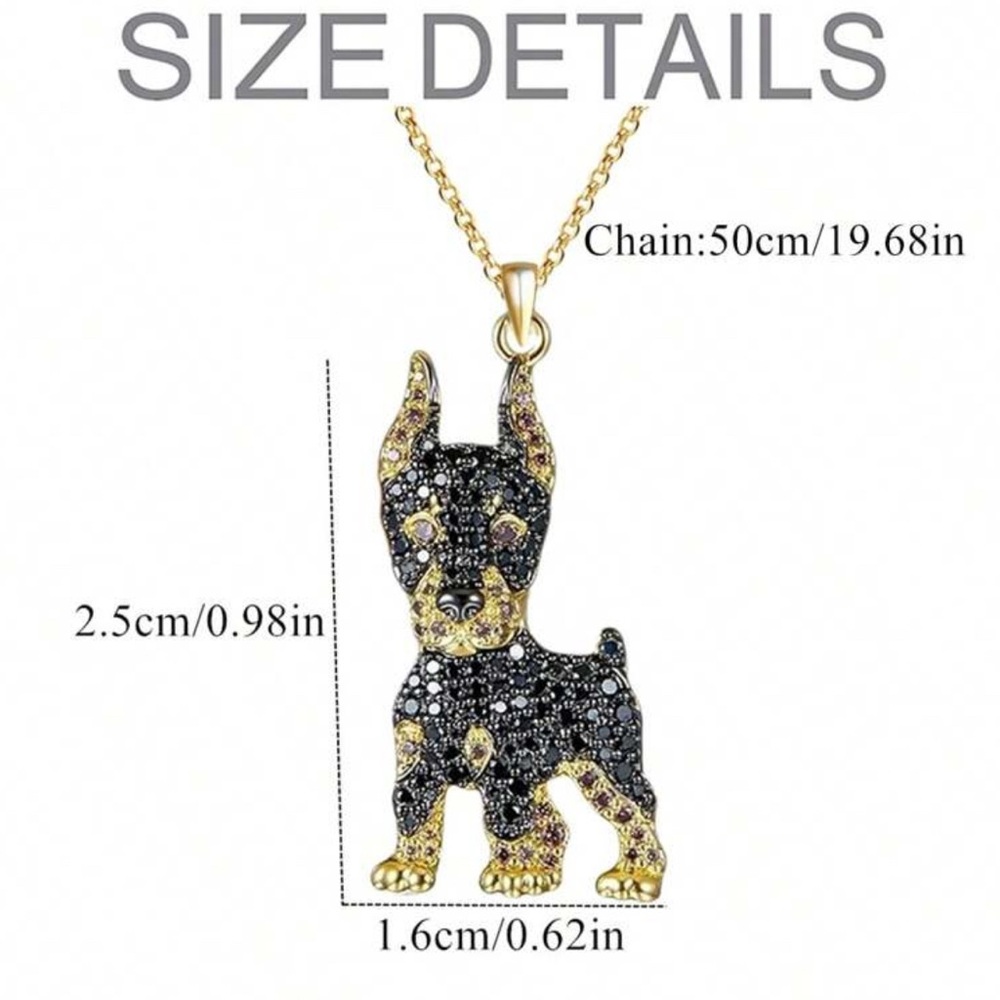 Doberman Rhinestone Necklace - Picture 3 of 3